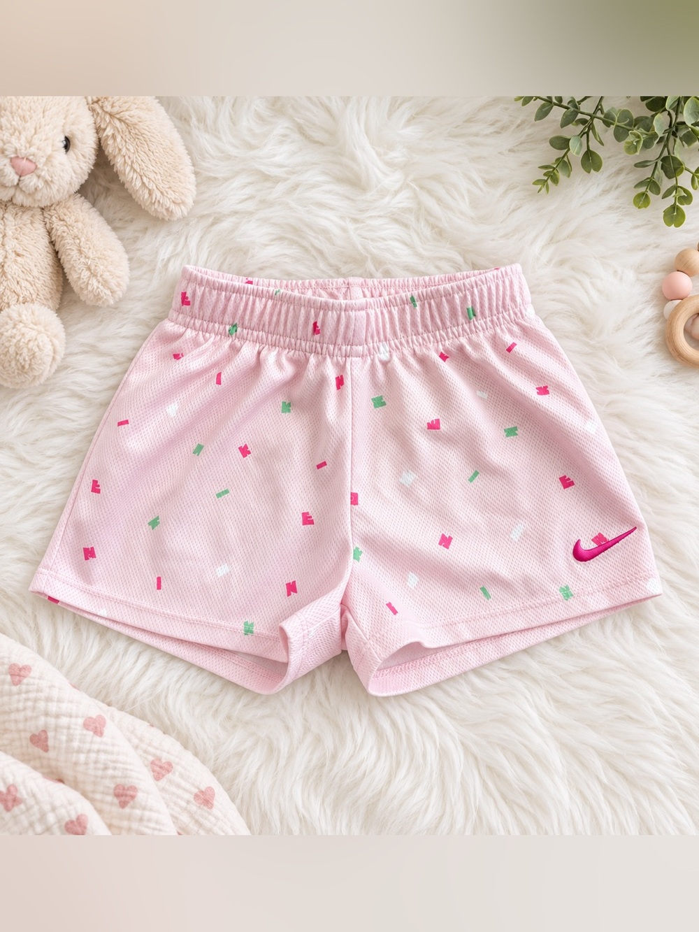 Nike Baby Girl Pink Dri-FIT Mesh Athletic Shorts 24M